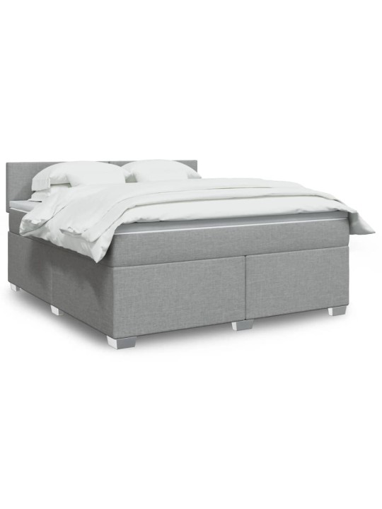 Box spring postel s matrací světle šedá 180 x 200 cm textil