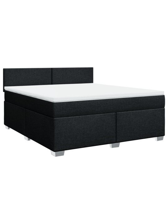 Box spring postel s matrací černá 180x200 cm textil
