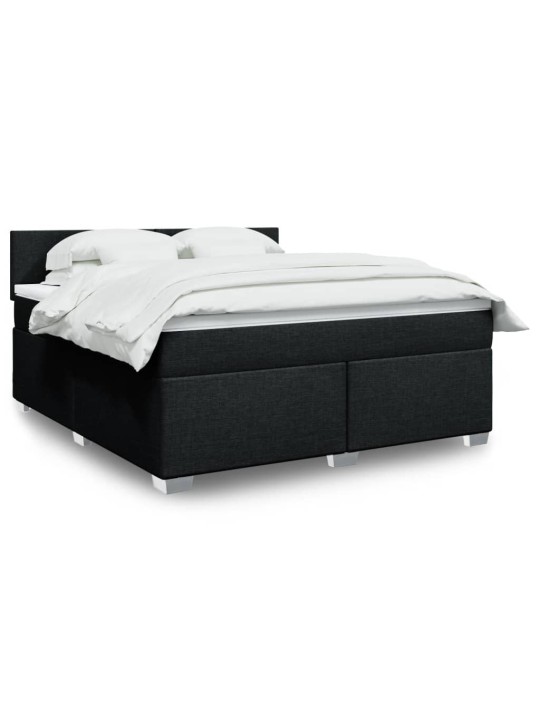 Box spring postel s matrací černá 180x200 cm textil