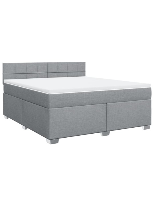 Box spring postel s matrací světle šedá 180 x 200 cm textil
