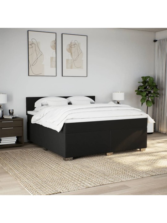 Box spring postel s matrací černá 180x200 cm textil