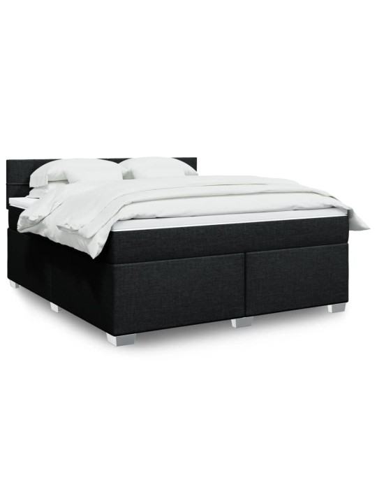 Box spring postel s matrací černá 180x200 cm textil