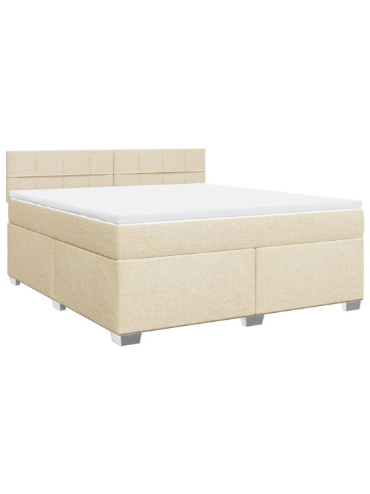 Box spring postel s matrací krémová 180x200 cm textil