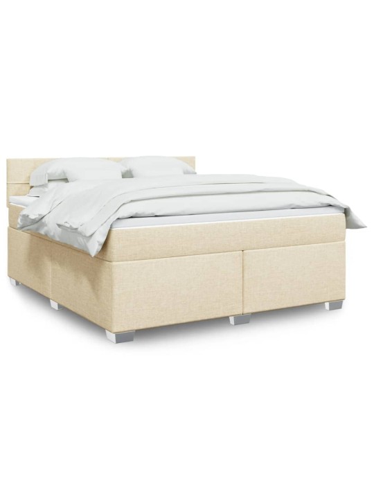 Box spring postel s matrací krémová 180x200 cm textil