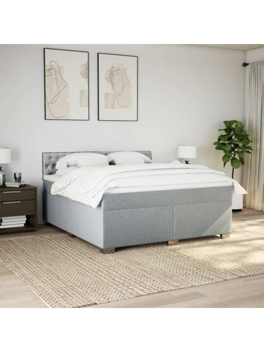 Box spring postel s matrací světle šedá 180 x 200 cm textil