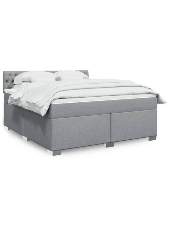 Box spring postel s matrací světle šedá 180 x 200 cm textil