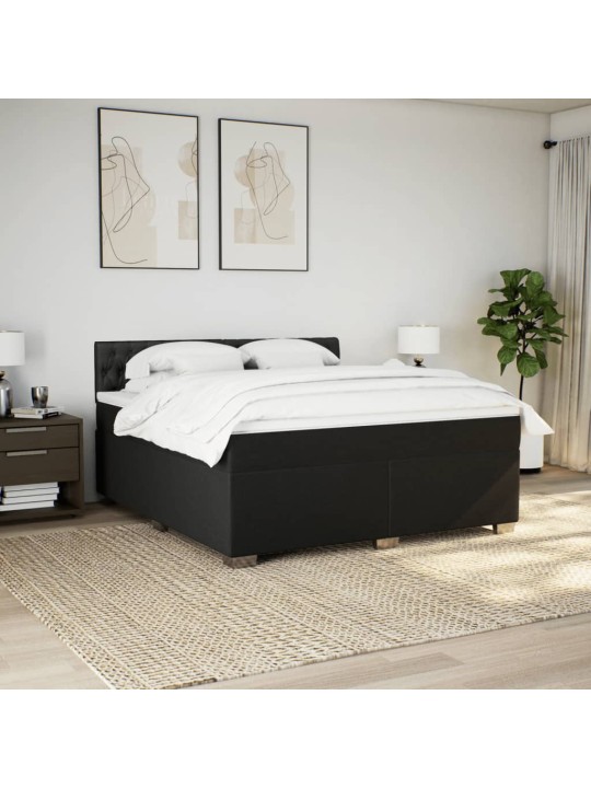 Box spring postel s matrací černá 180x200 cm textil