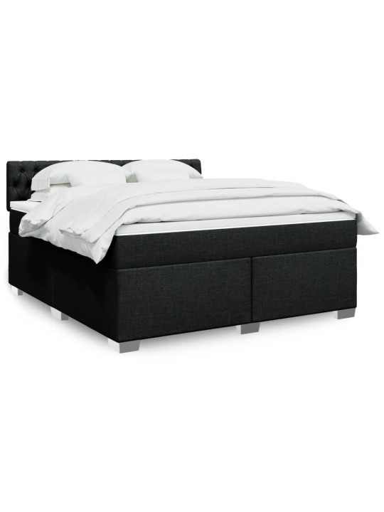 Box spring postel s matrací černá 180x200 cm textil
