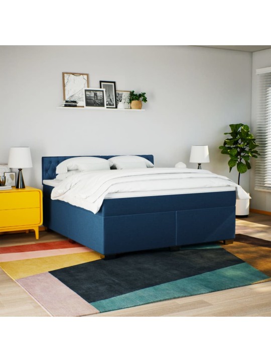 Box spring postel s matrací modrá 180x200 cm textil
