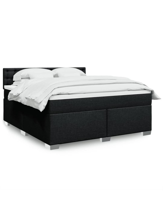 Box spring postel s matrací černá 180x200 cm textil