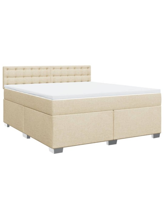Box spring postel s matrací krémová 180x200 cm textil
