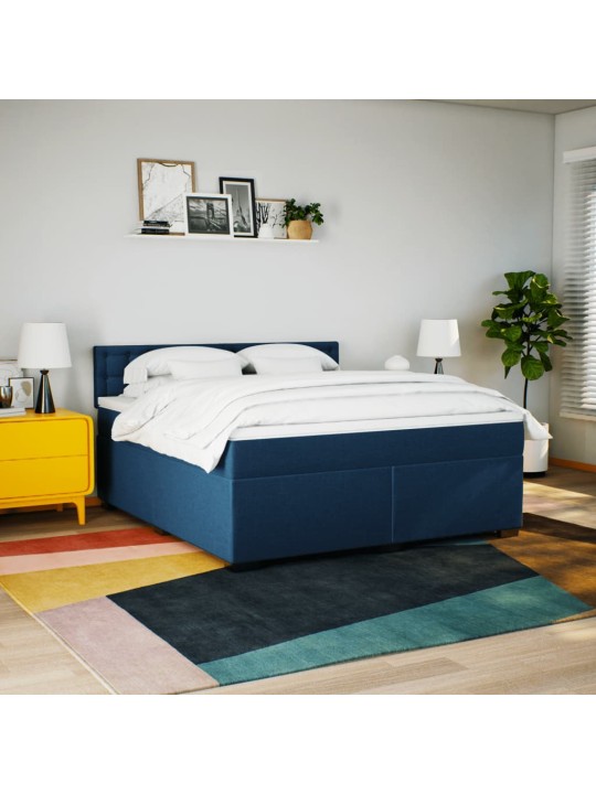 Box spring postel s matrací modrá 180x200 cm textil