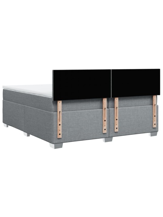 Box spring postel s matrací světle šedá 200 x 200 cm textil
