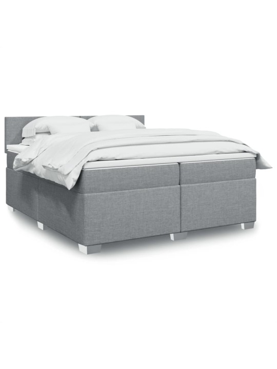 Box spring postel s matrací světle šedá 200 x 200 cm textil