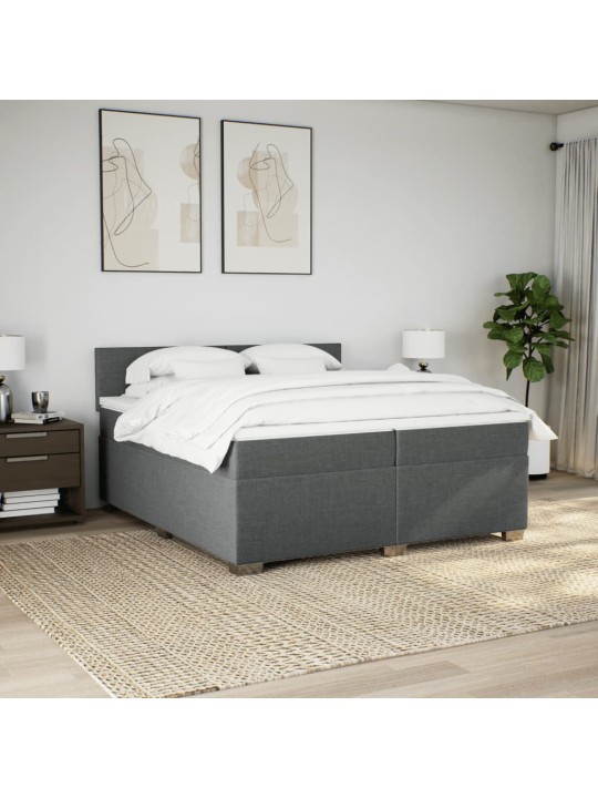 Box spring postel s matrací tmavě šedá 200x200 cm textil