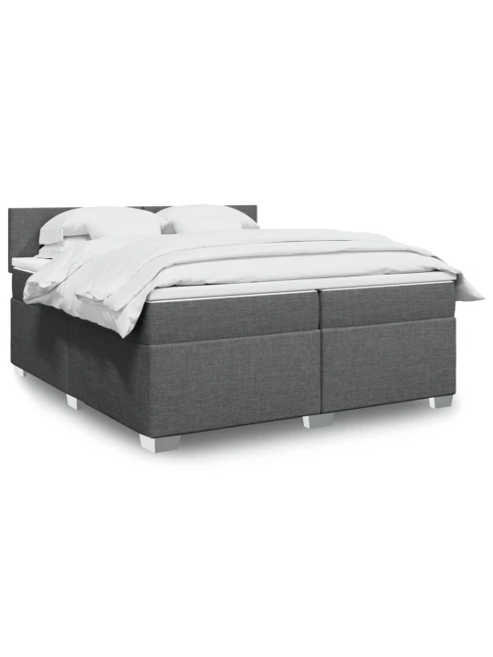 Box spring postel s matrací tmavě šedá 200x200 cm textil