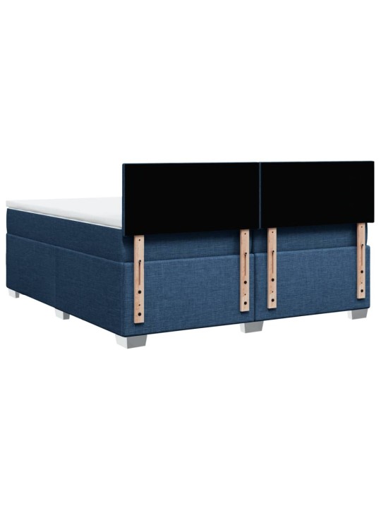 Box spring postel s matrací modrá 200x200 cm textil