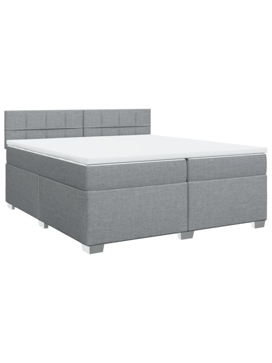 Box spring postel s matrací světle šedá 200 x 200 cm textil