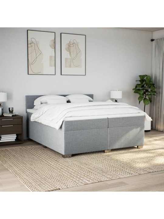 Box spring postel s matrací světle šedá 200 x 200 cm textil