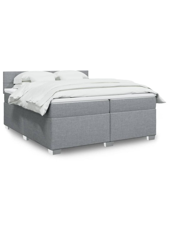 Box spring postel s matrací světle šedá 200 x 200 cm textil