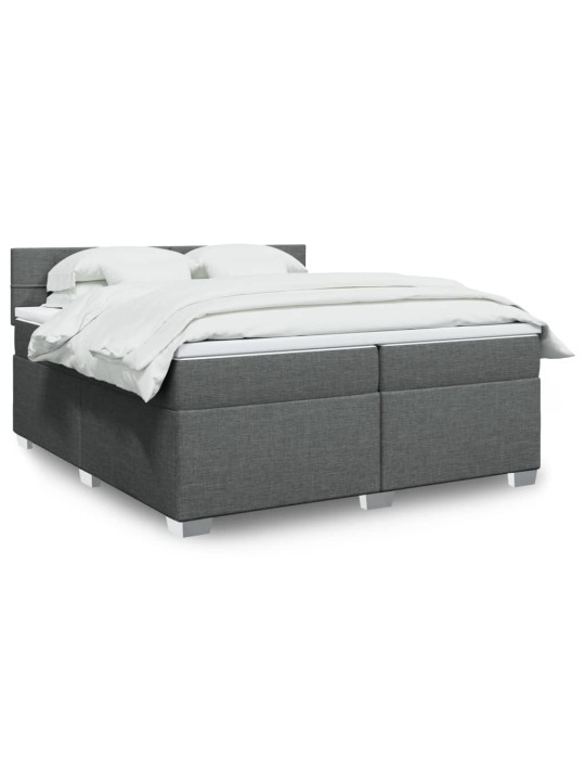 Box spring postel s matrací tmavě šedá 200x200 cm textil