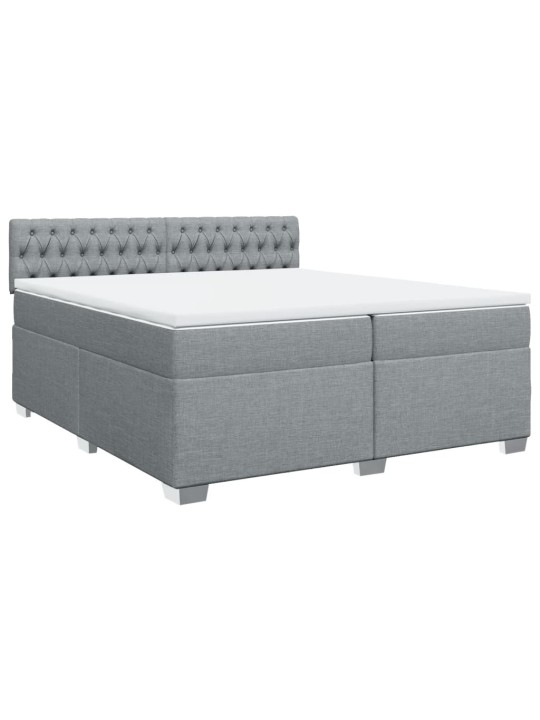 Box spring postel s matrací světle šedá 200 x 200 cm textil