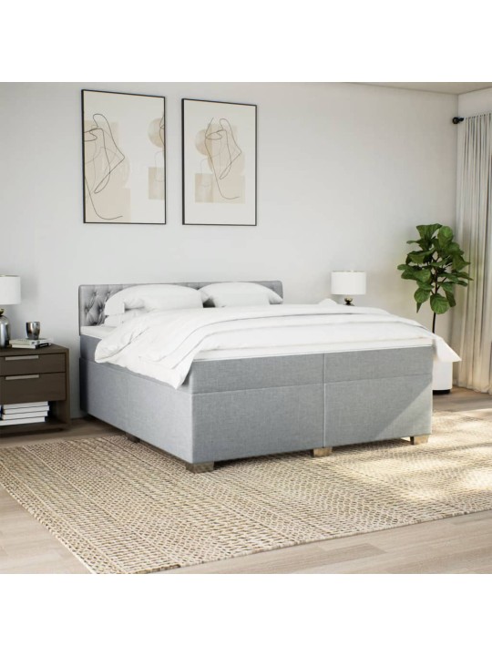 Box spring postel s matrací světle šedá 200 x 200 cm textil
