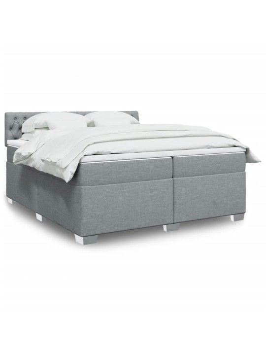Box spring postel s matrací světle šedá 200 x 200 cm textil