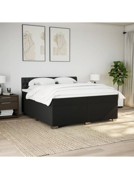 Box spring postel s matrací černá 200x200 cm textil