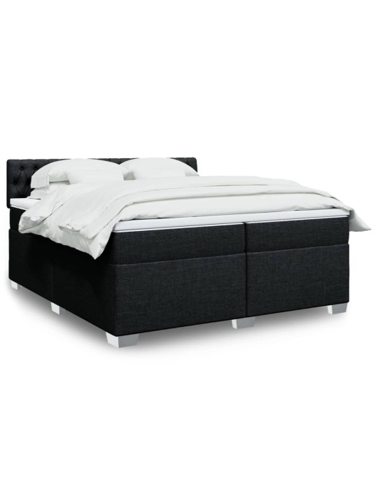 Box spring postel s matrací černá 200x200 cm textil