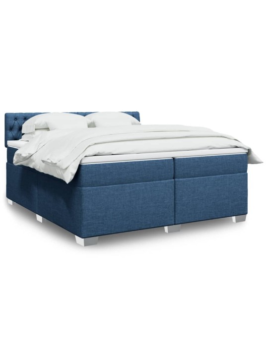 Box spring postel s matrací modrá 200x200 cm textil
