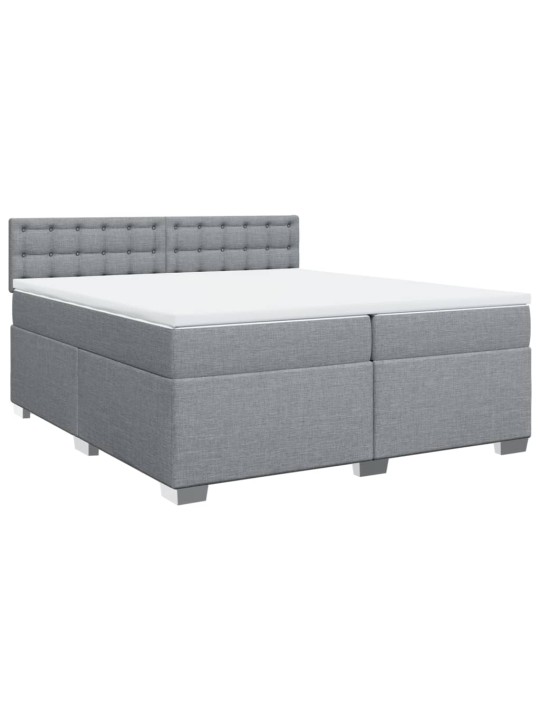 Box spring postel s matrací světle šedá 200 x 200 cm textil