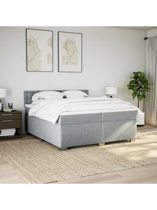 Box spring postel s matrací světle šedá 200 x 200 cm textil