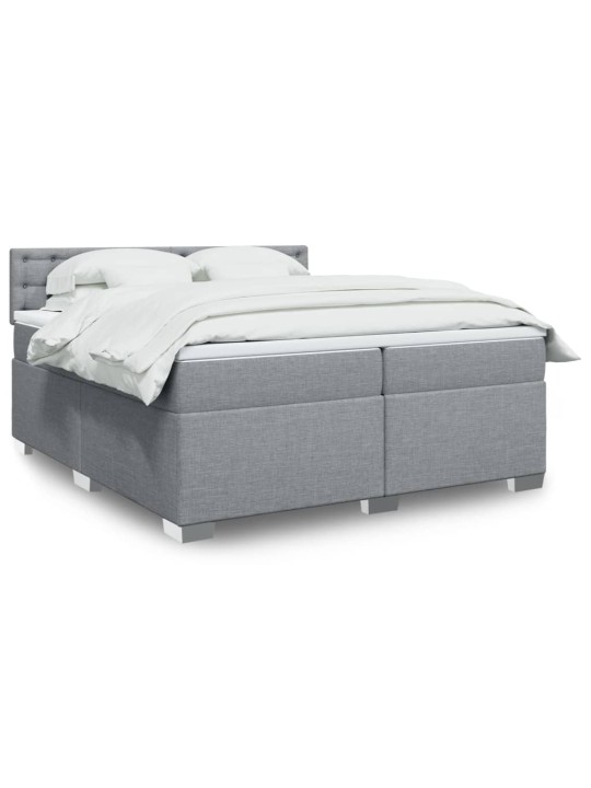 Box spring postel s matrací světle šedá 200 x 200 cm textil