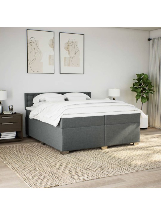 Box spring postel s matrací tmavě šedá 200x200 cm textil