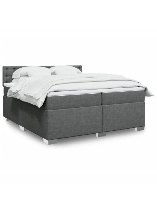 Box spring postel s matrací tmavě šedá 200x200 cm textil