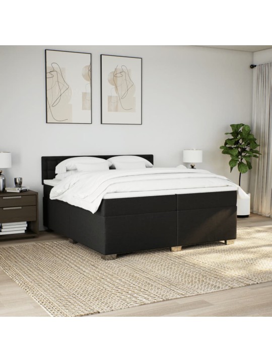 Box spring postel s matrací černá 200x200 cm textil
