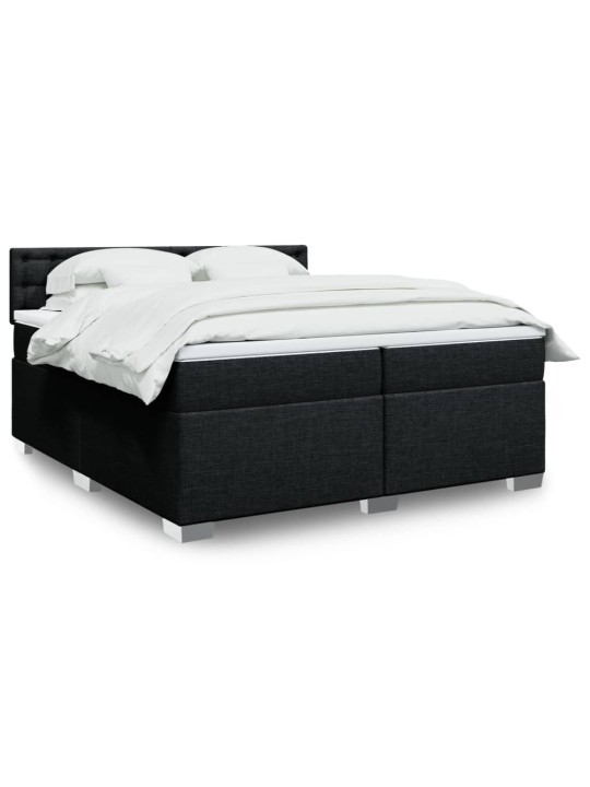 Box spring postel s matrací černá 200x200 cm textil