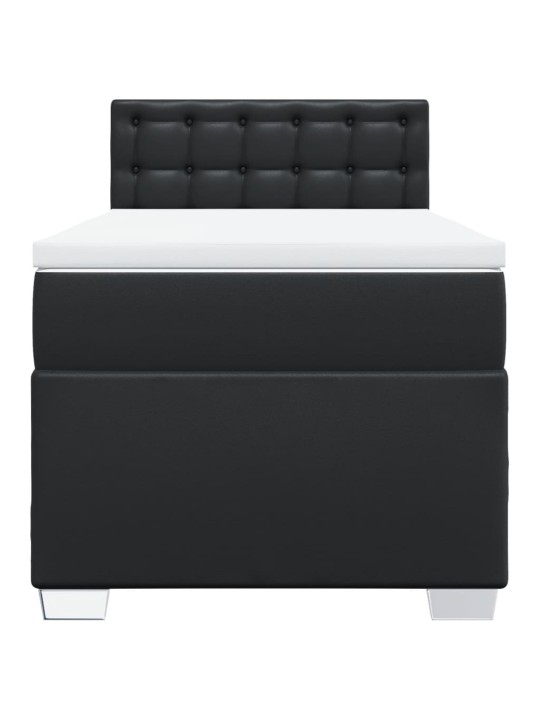 Box spring postel s matrací černá 80 x 200 cm umělá kůže