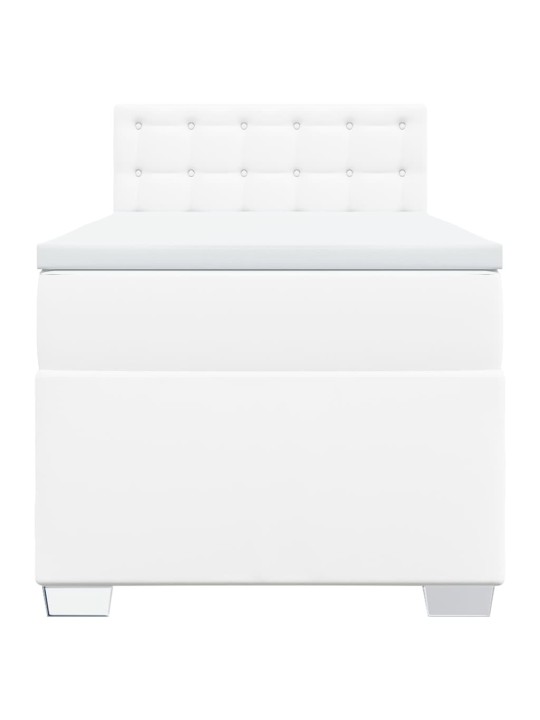 Box spring postel s matrací bílá 80 x 200 cm umělá kůže