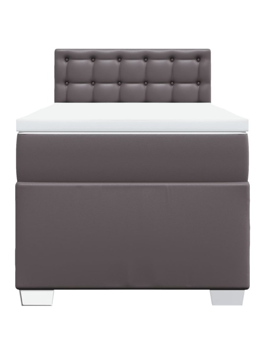 Box spring postel s matrací šedá 80 x 200 cm umělá kůže