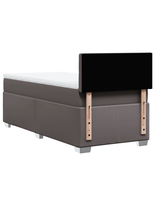 Box spring postel s matrací šedá 80 x 200 cm umělá kůže