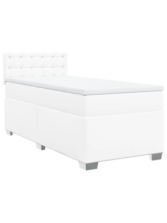 Box spring postel s matrací bílá 90x190 cm umělá kůže