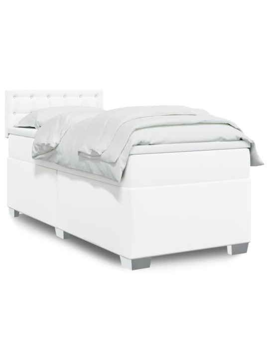 Box spring postel s matrací bílá 90x190 cm umělá kůže