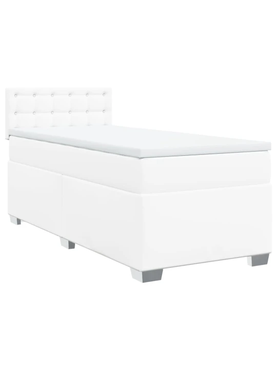Box spring postel s matrací bílá 90x200 cm umělá kůže