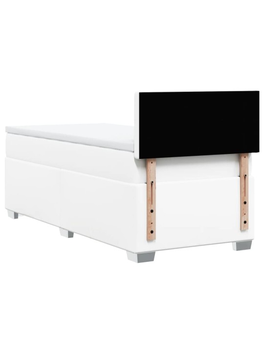 Box spring postel s matrací bílá 90x200 cm umělá kůže