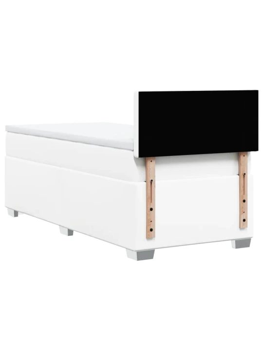 Box spring postel s matrací bílá 90x200 cm umělá kůže