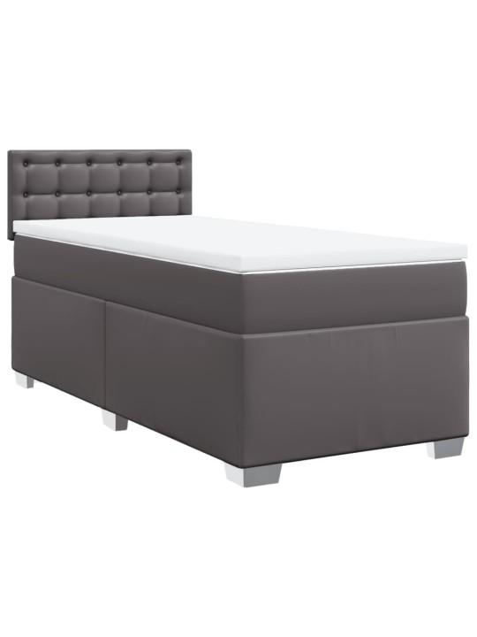 Box spring postel s matrací šedá 90x200 cm umělá kůže