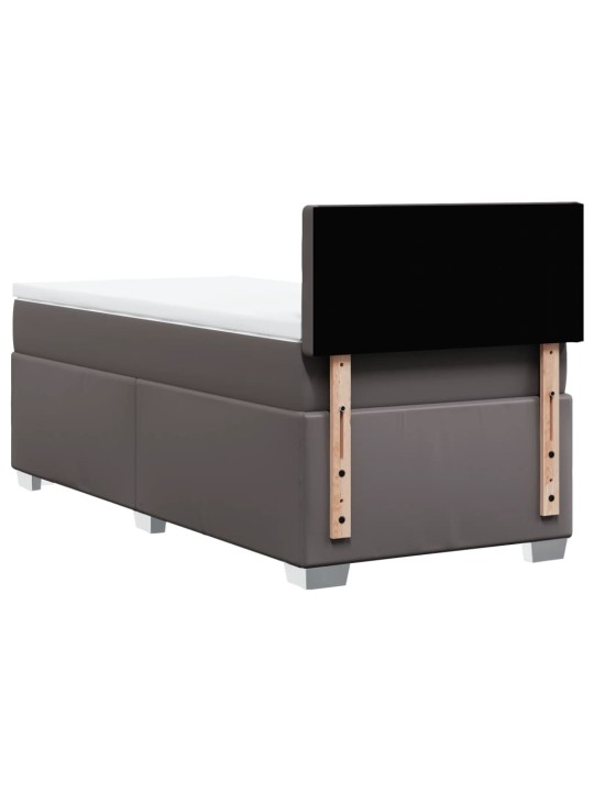 Box spring postel s matrací šedá 90x200 cm umělá kůže
