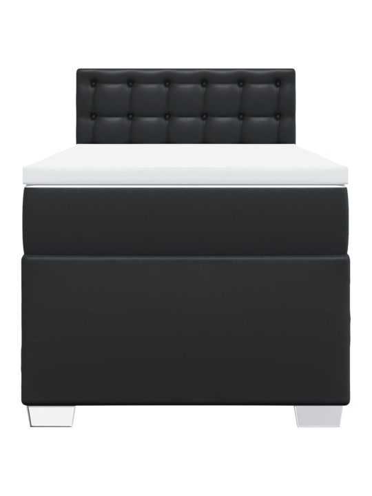 Box spring postel s matrací černá 100x200 cm umělá kůže